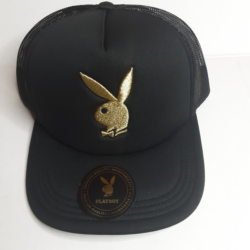 Playboy Hat Cap Gold Rush Mesh Trucker Foam Snapback Snap  NWT